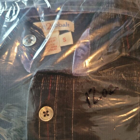 Carbon 2 Cobalt Corduroy Button Up Shirt Mens Size Small Blue Black Plaid Preppy - Picture 11 of 11